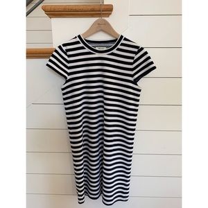 Madewell navy blue and white striped dress